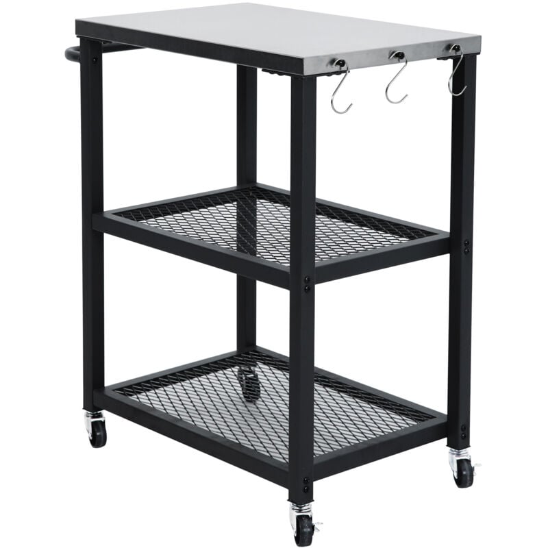 Chariot de barbecue Taino netis, support de barbecue roulant avec roulettes, noir