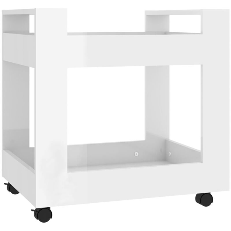 Chariot de bureau Blanc brillant 60x45x60 cm Bois d'ingénierie Vidaxl