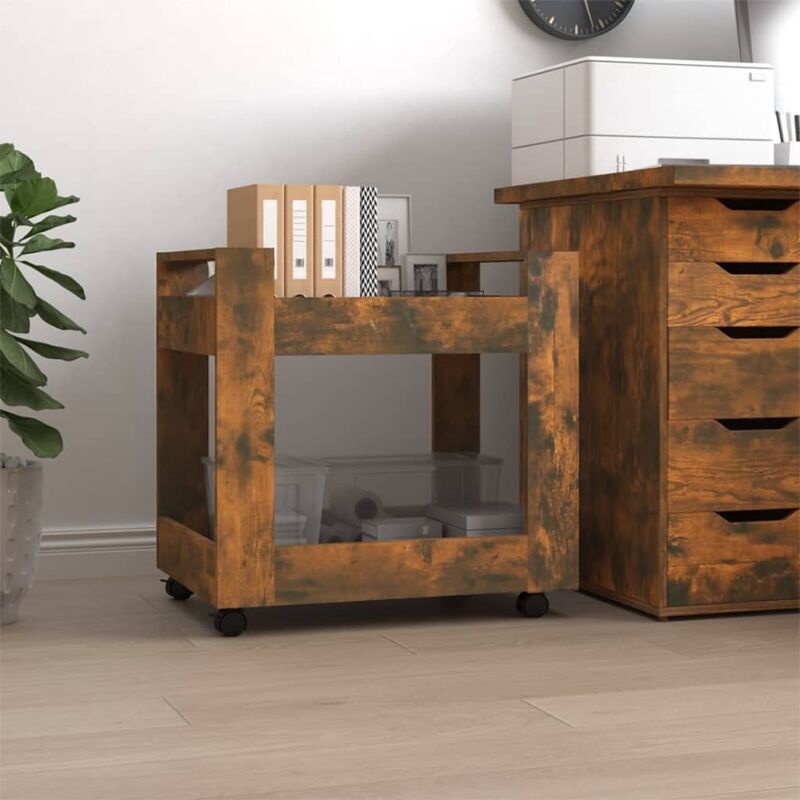 Vidaxl - Chariot de bureau Chêne fumé 60x45x60 cm Bois d'ingénierie