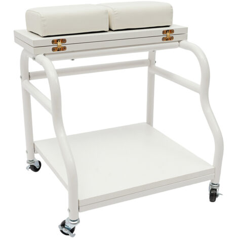 Chariot de coiffeuse portable pour salon de beauté, manucure ou pédicure, adapté à la pédicure, à la manucure, aux tables de massage et aux fournitures de salon, double usage (blanc)