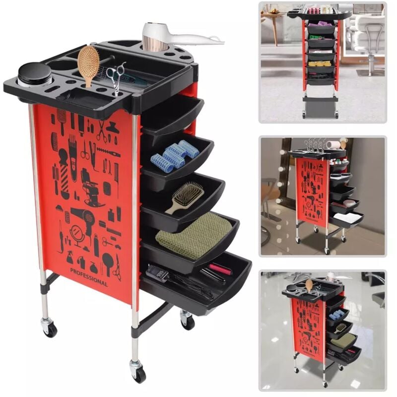 Chariot de coiffure Chariot de service Aide au salon pliable Coiffeur Chariot de travail Chariot