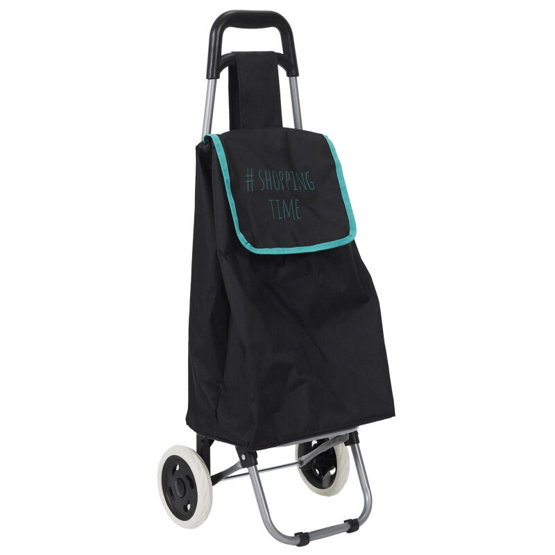 Chariot de course motif hashtag - 2 roues - l 35 cm x h 93.5 cm - Noir/Bleu - Livraison gratuite
