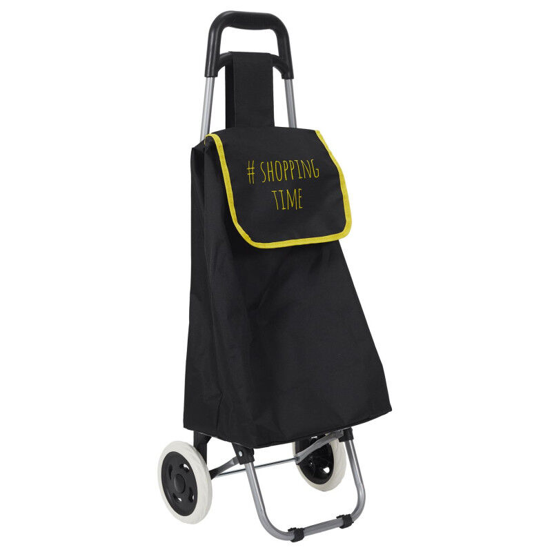Chariot de course motif hashtag - 2 roues - L 35 cm x H 93.5 cm - Noir/Jaune - Livraison gratuite