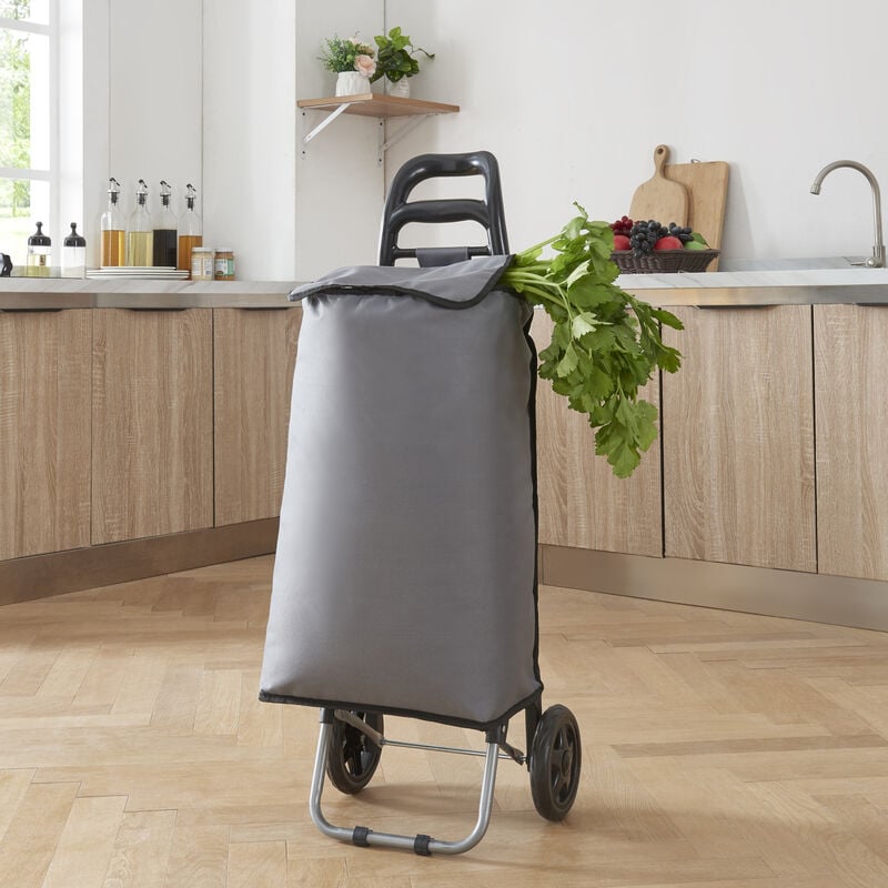 [en.casa] - Chariot de courses Aaby 96 x 35 x 29 cm gris foncé noir