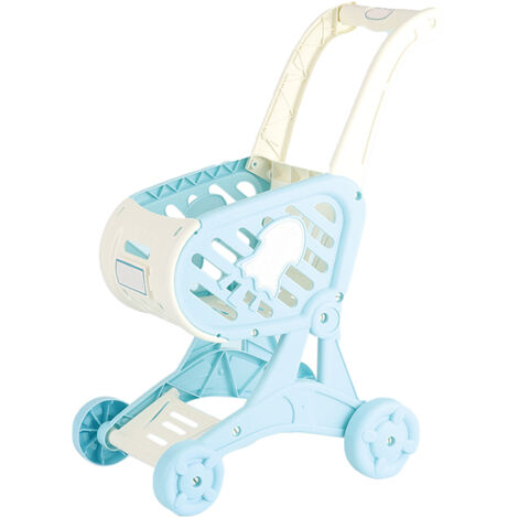 Chariot de Courses Jouet pour Enfants - Jeu d'Imitation Supermarché avec Panier Bleu