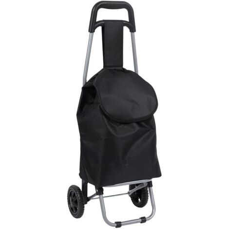Chariot de courses noir à 2 roues en polyester (H87 cm)