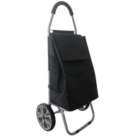 Chariot de courses noir à 2 roues en polyester (H99cm)