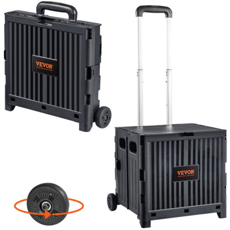 Chariot de courses pliable – Chariot utilitaire à main avec poignée télescopique, roues, pour courses, bureau, jardin et voyage
