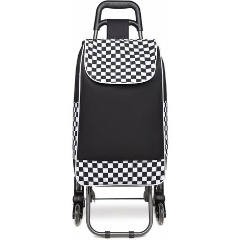 Chariot de courses 2en1 noir 30kg pliable sac amovible 6 roues caddie  courses montant escaliers poussette marché sac réfrigérant