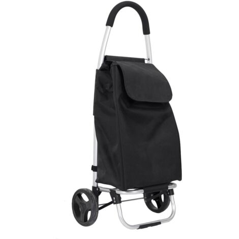 Chariot de courses pliable noir à 2 roues en Polyester (39L)