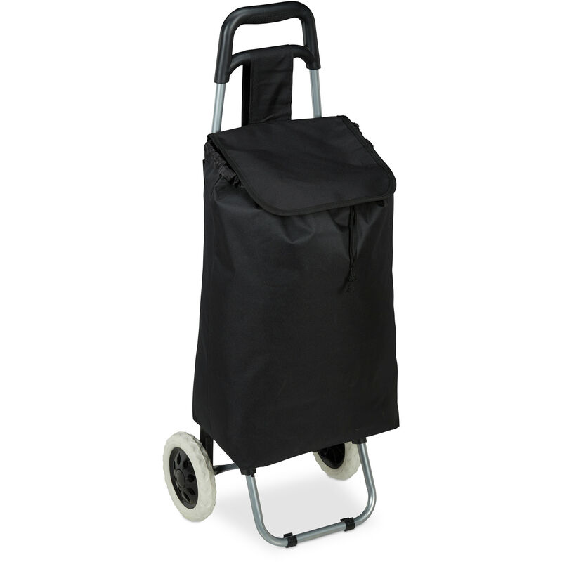 Chariot de courses pliable sac amovible 28 L,caddie pour achats roulettes HlP 92,5x 42 x 28 cm,noir - Relaxdays