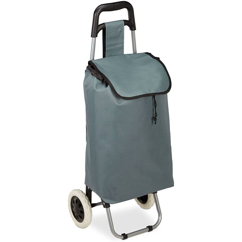 Chariot de courses pliable sac amovible 28 litres caddie pour achats roulettes gris - Gris