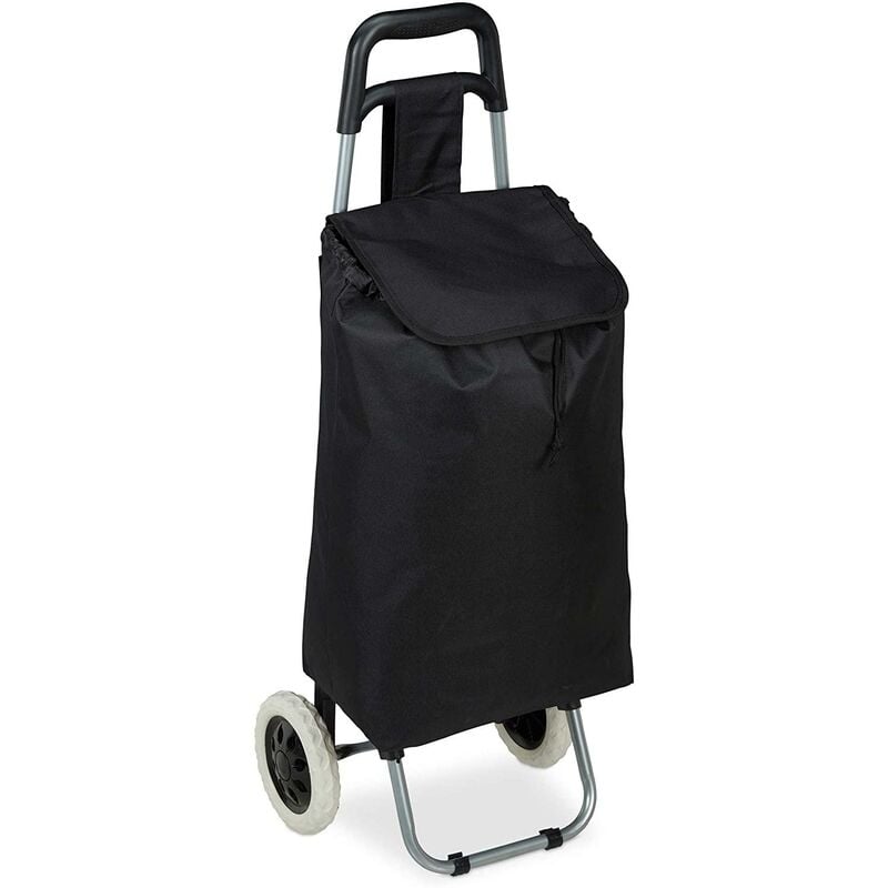 Chariot de courses pliable sac amovible 28 litres caddie pour achats roulettes noir