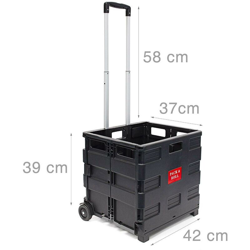 Chariot de courses pliable transport shopping avec roulettes noir