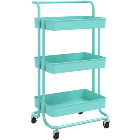 Chariot de cuisine 3 niveaux Turquoise 42x25x83,5 Fer et ABS