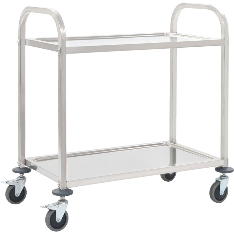 Chariot de cuisine à 2 niveaux 95x45x83,5 cm Acier inoxydable Vidaxl