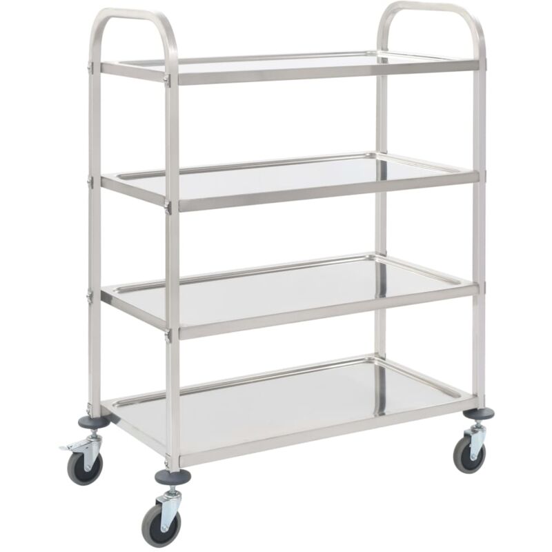 Chariot de cuisine &agrave; 4 niveaux 107x55x125 cm acier inoxydable