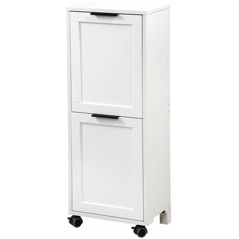 Chariot de cuisine avec 2 poubelles – Dimensions 36x24x94 cm – MDF résistant à l'humidité – Équipé de roues pratiques – Kesper
