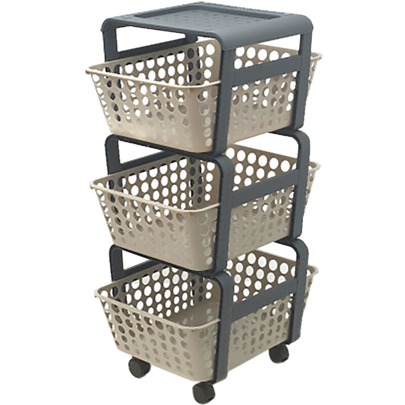 Chariot De Cuisine Avec Paniers Modula Col. Tortora - Cm 41,5 x 29 x H.75 Ecoplast