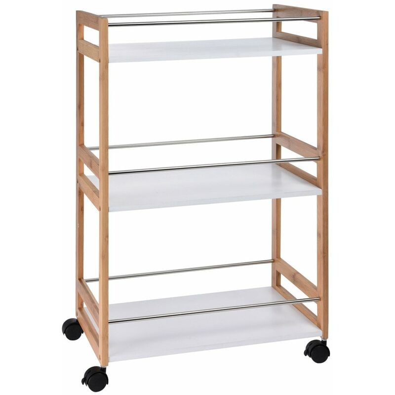 Excellent Houseware - Chariot de salle de bain bambou, bibliothèque - 3 niveaux