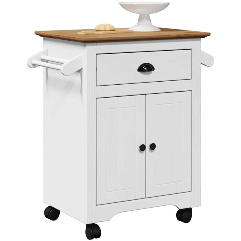 Vidaxl - Chariot de cuisine bodo blanc et marron 72x45x80 cm