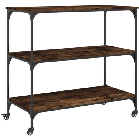 Chariot de cuisine chêne fumé 102x50x95 bois d'ingénierie