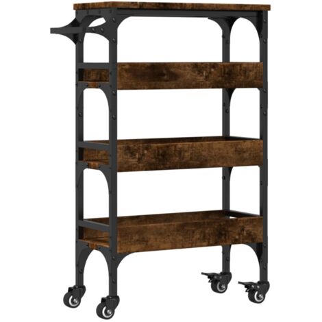 Chariot de cuisine chêne fumé 53x20x76 bois d'ingénierie