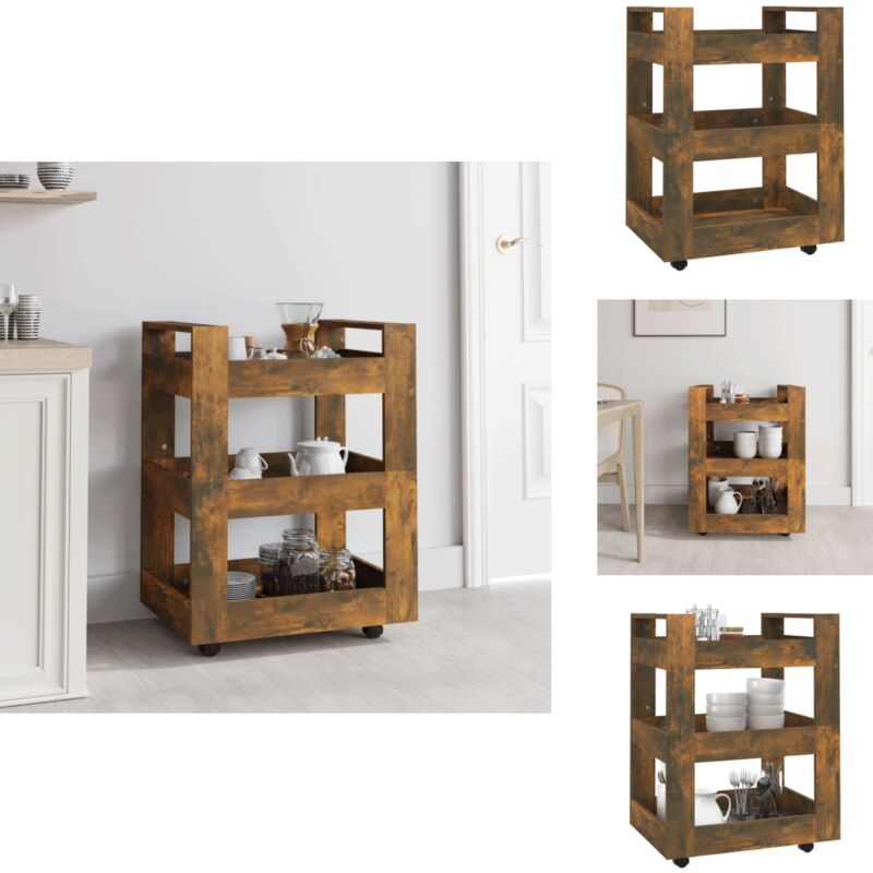 Vidaxl - Chariot de cuisine Chêne fumé 60x45x80 cm Bois d'ingénierie - Chariot De Cuisine - Chariot Roulant - Meuble De Cuisine - Rangement Cuisine