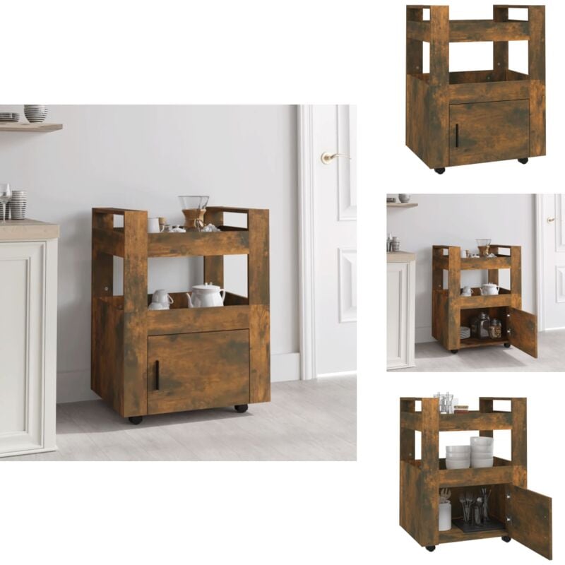 Vidaxl - Chariot de cuisine Chêne fumé 60x45x80 cm Bois d'ingénierie - Chariot De Cuisine - Chariot Roulant - Meuble De Cuisine - Rangement Cuisine