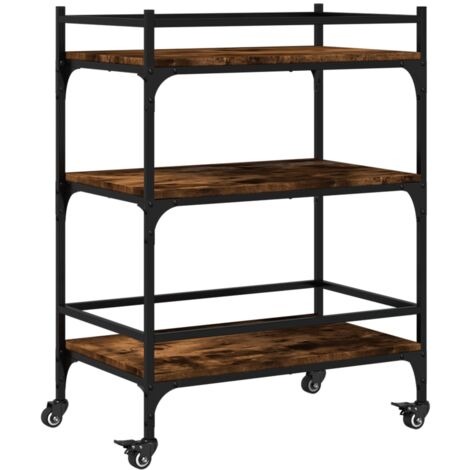 Chariot de cuisine chêne fumé 65x40x86,5 bois d'ingénierie