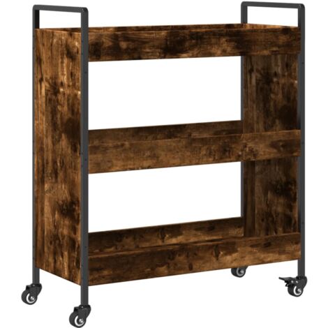 Chariot de cuisine chêne fumé 70x30x82 bois d'ingénierie
