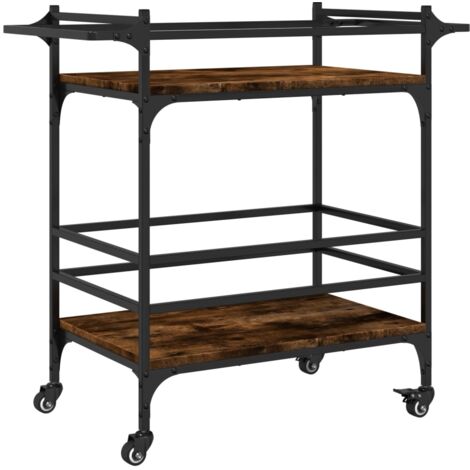 Chariot de cuisine chêne fumé 82x40x78,5 bois d'ingénierie