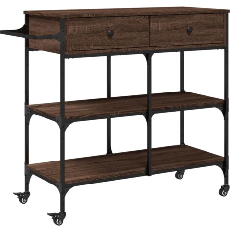 Chariot de cuisine chêne marron 105x42x95 bois d'ingénierie