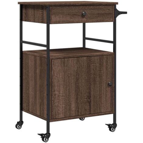 Chariot de cuisine chêne marron 56x43x89,5 bois d'ingénierie
