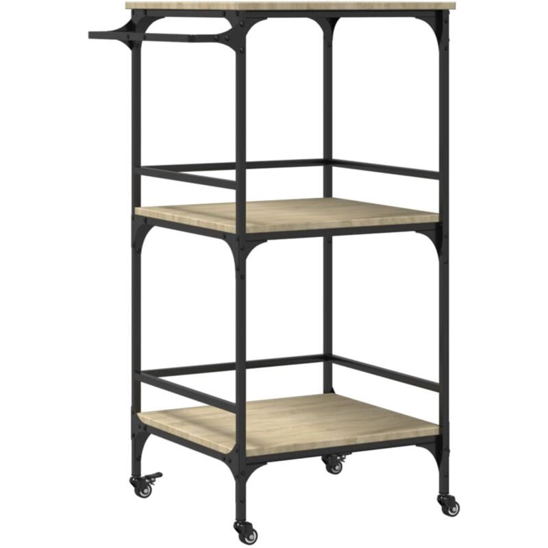 Chariot de cuisine chêne sonoma 60,5x50x105cm bois d'ingénierie - Vidaxl