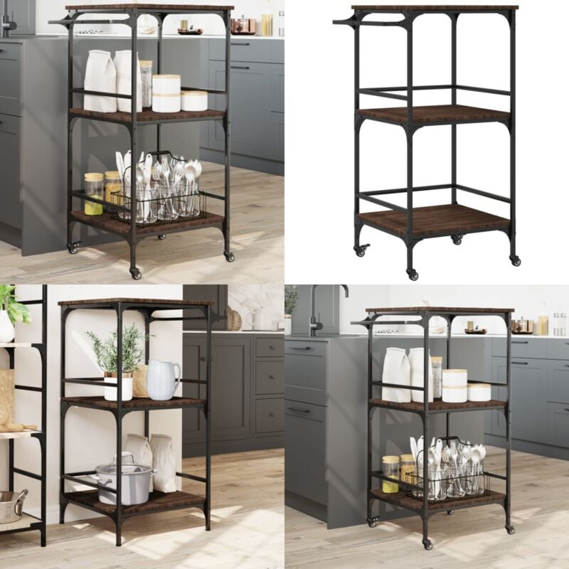 Vidaxl - Chariot de cuisine chêne marron 60,5x50x105cm bois d'ingénierie - Meuble De Cuisine - Chariot De Cuisine - Chariot à Légumes - Chariot