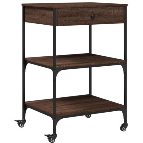 Chariot de cuisine chêne marron 60x48x89,5 bois d'ingénierie
