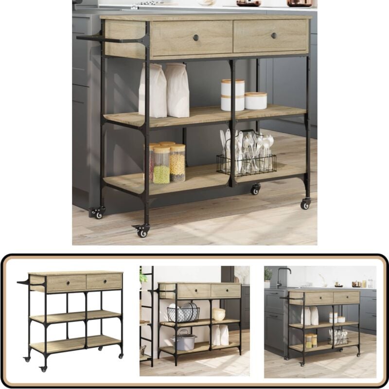 Vidaxl - Chariot de cuisine chêne sonoma 105x42x95 cm bois d'ingénierie - Meuble De Cuisine - Chariot De Cuisine - Chariot à Légumes - Chariot De