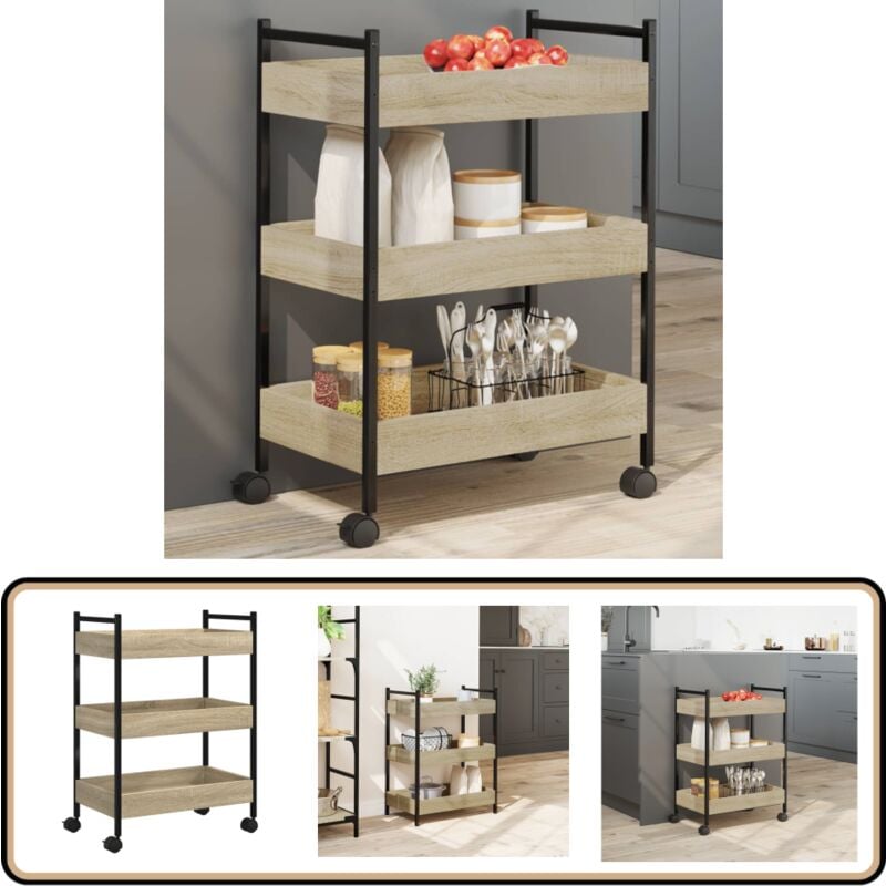 Vidaxl - Chariot de cuisine chêne sonoma 50x30x70 cm bois d'ingénierie - Chariot De Cuisine - Chariot à Légumes - Meuble De Cuisine - Rangement