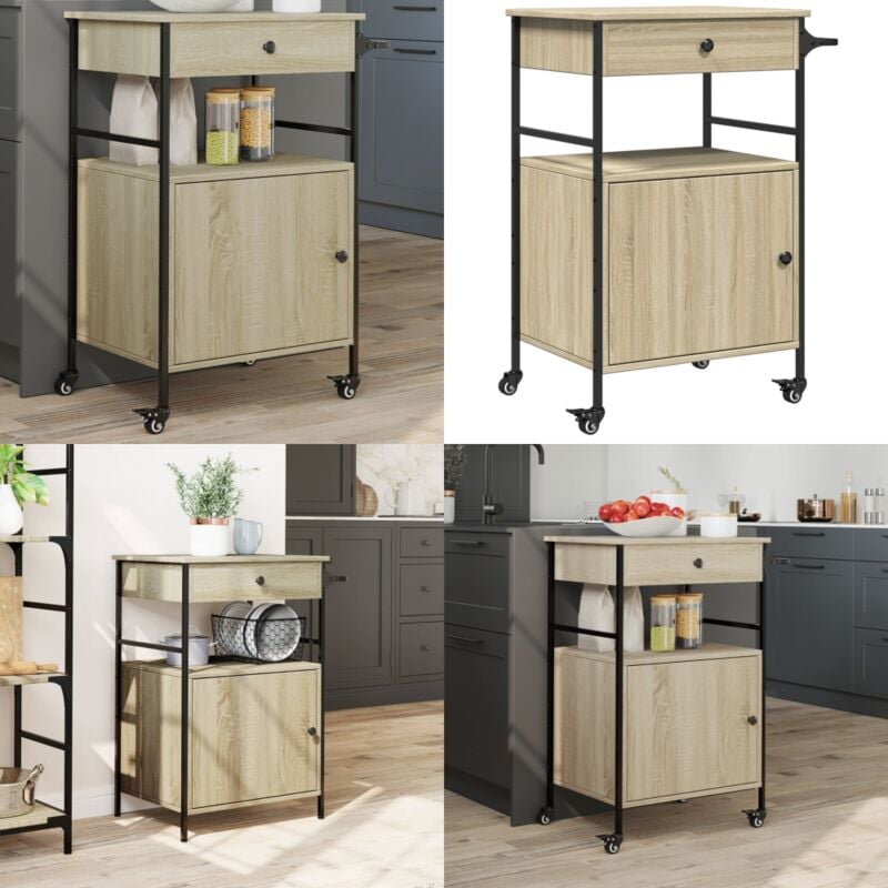 Vidaxl - Chariot de cuisine chêne sonoma 56x43x89,5 cm bois d'ingénierie - Chariot De Cuisine - Chariot à Légumes - Chariot De Rangement - Meuble De