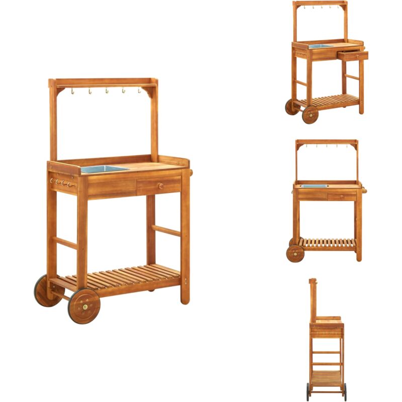 Vidaxl - Chariot de cuisine de jardin Bois d'acacia 92x43,5x141,5 cm - Chariot De Cuisine - Chariot De Jardin - Meuble De Jardin - Mobilier De Jardin