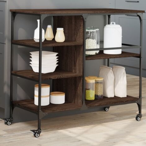 Chariot de cuisine-Desserte de Cuisine-Meuble de Rangement chêne marron 100x45x89,5cm bois d'ingénierie
