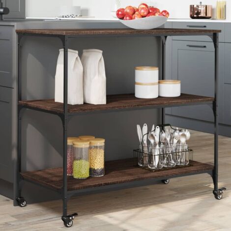 Chariot de cuisine-Desserte de Cuisine-Meuble de Rangement chêne marron 102x50x95 cm bois d'ingénierie