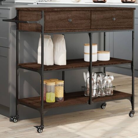 Chariot de cuisine-Desserte de Cuisine-Meuble de Rangement chêne marron 105x42x95 cm bois d'ingénierie