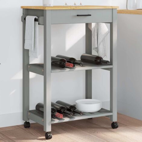 Chariot de cuisine-Desserte de Cuisine-Meuble de Rangement MONZA 60x40x88,5 cm bois massif de pin 592920