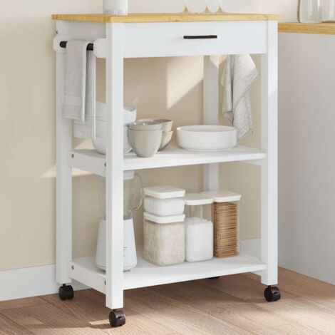 Chariot de cuisine-Desserte de Cuisine-Meuble de Rangement MONZA 60x40x88,5 cm bois massif de pin 722103