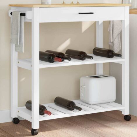 Chariot de cuisine-Desserte de Cuisine-Meuble de Rangement MONZA 84x40x88,5 cm bois massif de pin 902642