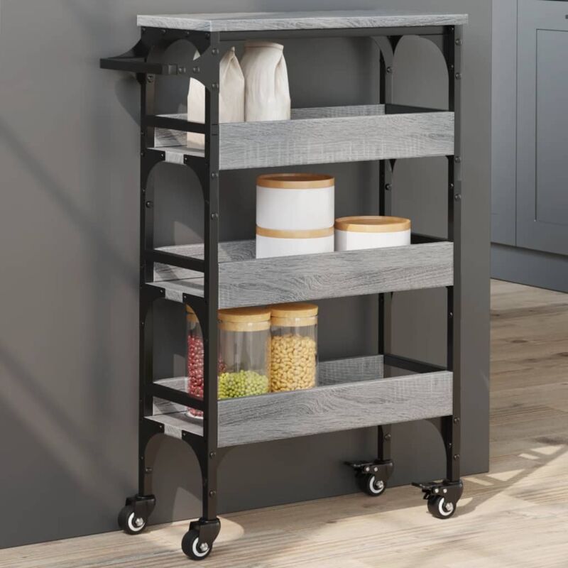 Chariot de cuisine-Desserte de Cuisine-Meuble de Rangement sonoma gris 53x20x76 cm bois d'ingénierie