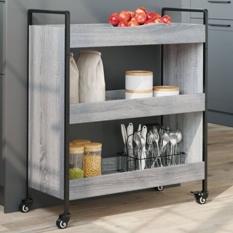 Chariot de cuisine-Desserte de Cuisine-Meuble de Rangement sonoma gris 70x30x82 cm bois d'ingénierie
