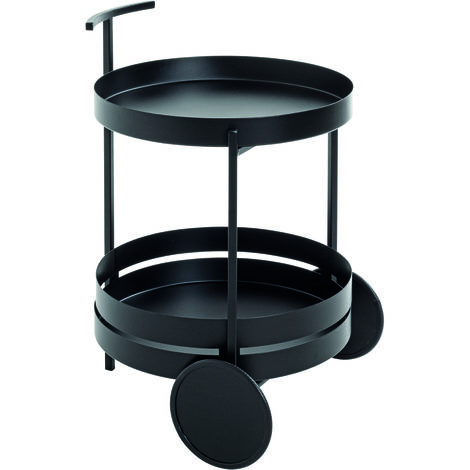 Chariot de cuisine, desserte en métal coloris noir - diamètre 42 x hauteur 62 cm
